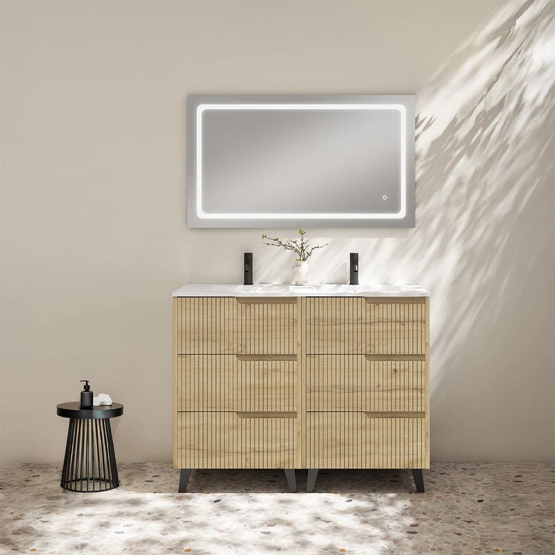 Conjunto mueble baño y lavabo doble Ezio
