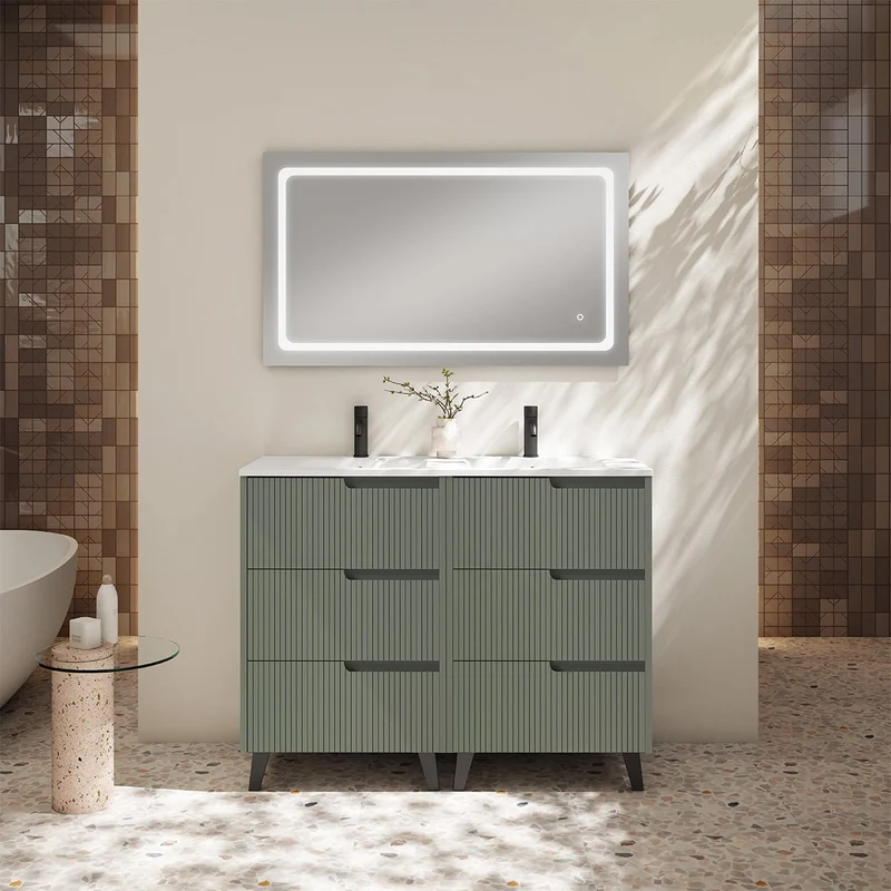 Conjunto mueble baño y lavabo doble Ezio