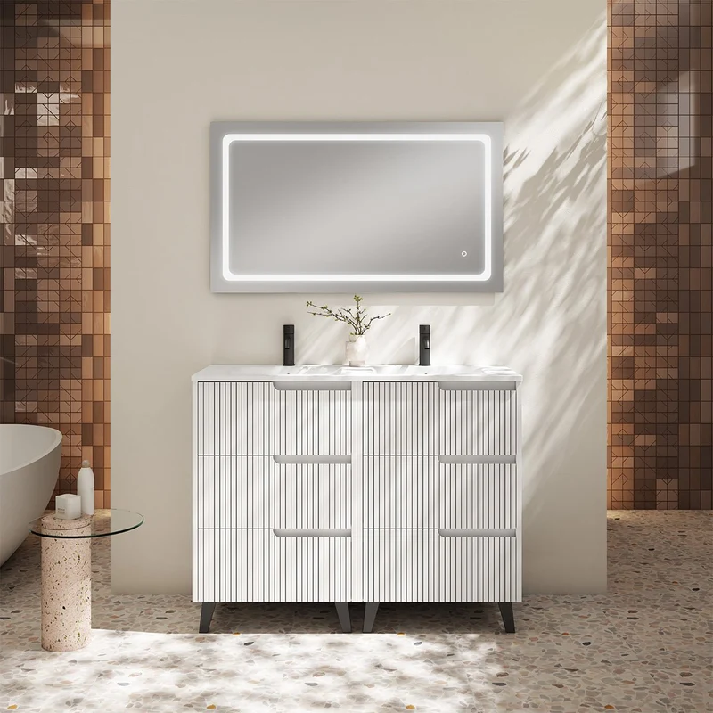 Conjunto mueble baño y lavabo doble Ezio