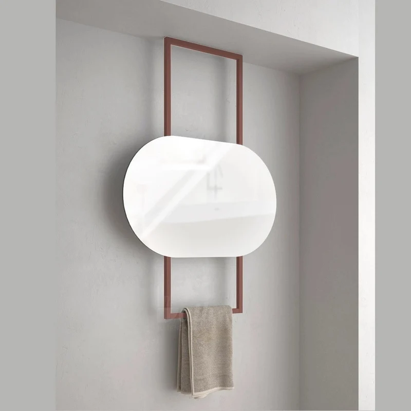 Soporte metálico de techo con toallero para espejo