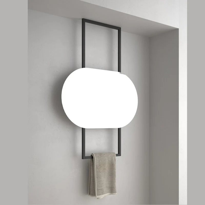 Soporte metálico de techo con toallero para espejo
