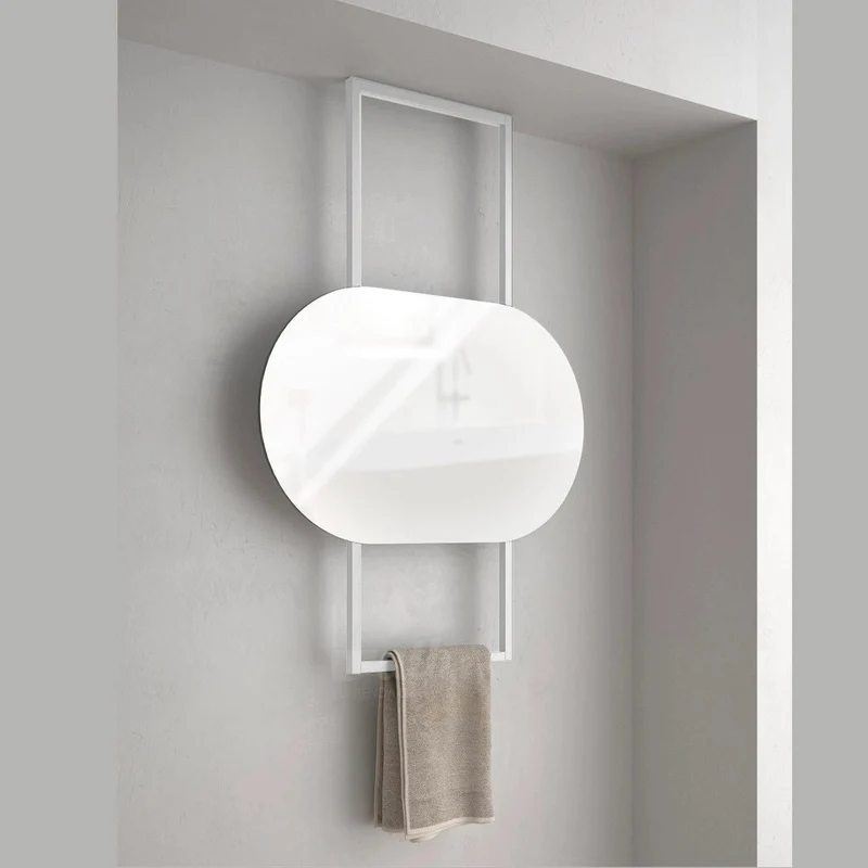 Soporte metálico de techo con toallero para espejo
