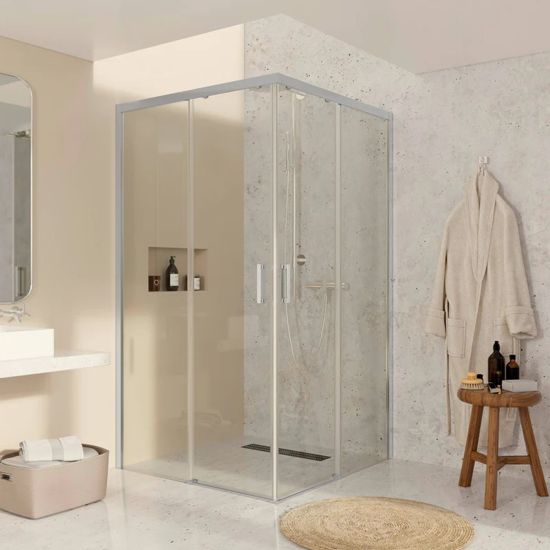 Madrid R2P - Mampara de Ducha Corredera Angular con 2 puertas reversibles