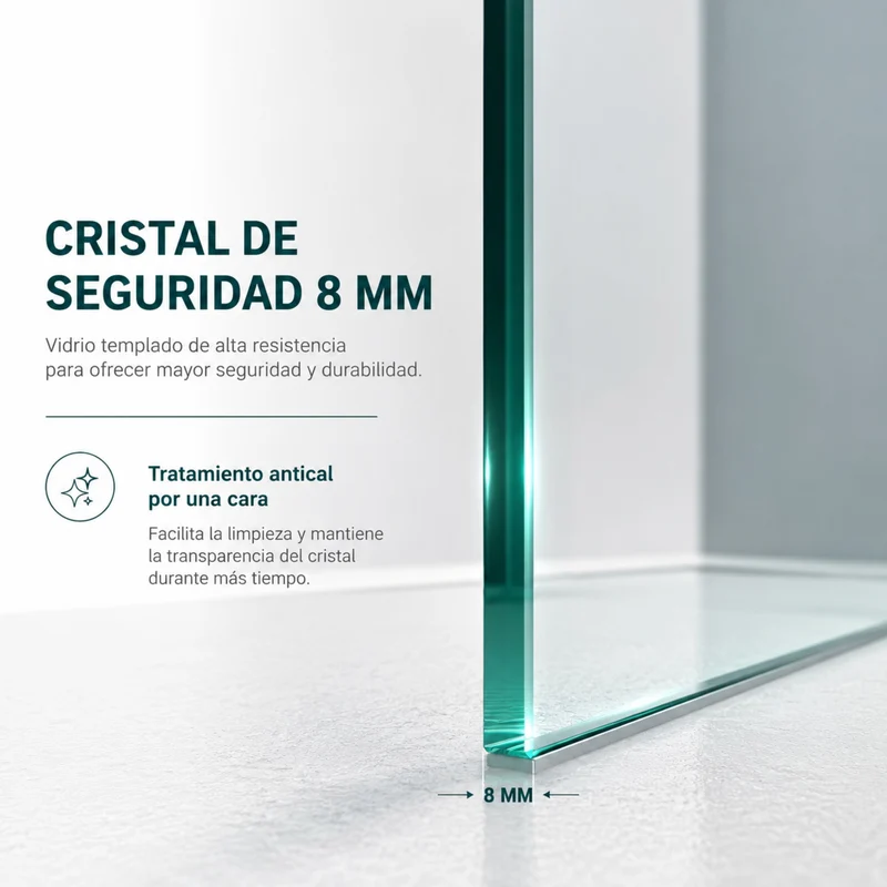 Sevilla - Mampara de ducha fija con cristal templado de 8 mm