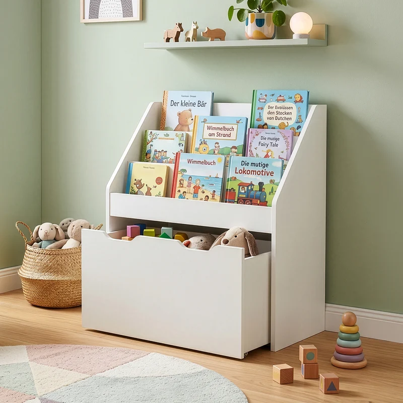 Estantería Infantil Sirlstalo con cajón 70x63x30 cm - Blanco [en.casa]