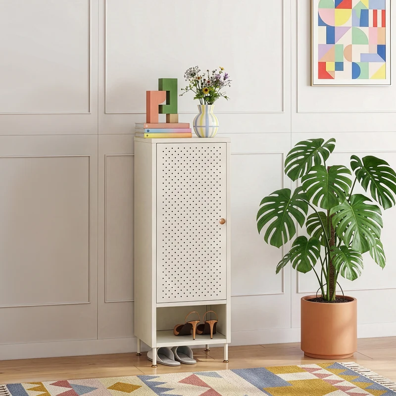 Mueble zapatero Coleraine con puerta y estante metal [en.casa]