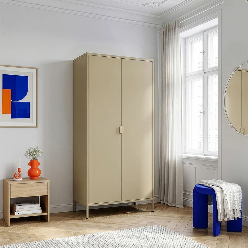 Armario Ropero Esteli 2 percheros 4 estantes 170x80x45cm - [en.casa]