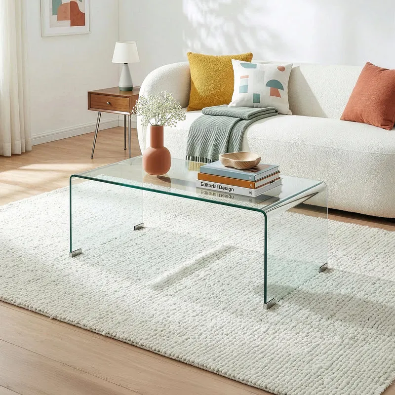 Mesa de centro Väsas rectangular vidrio templado 90x45x35cm [en.casa]