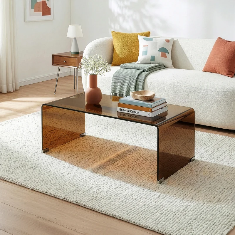 Mesa de centro Väsas rectangular vidrio templado 90x45x35cm [en.casa]
