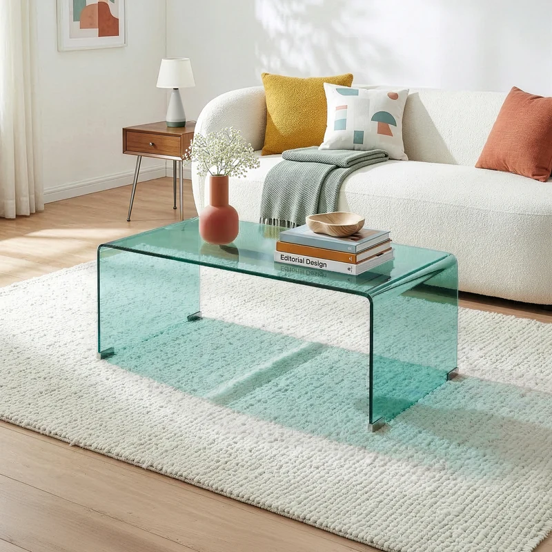 Mesa de centro Väsas rectangular vidrio templado 90x45x35cm [en.casa]