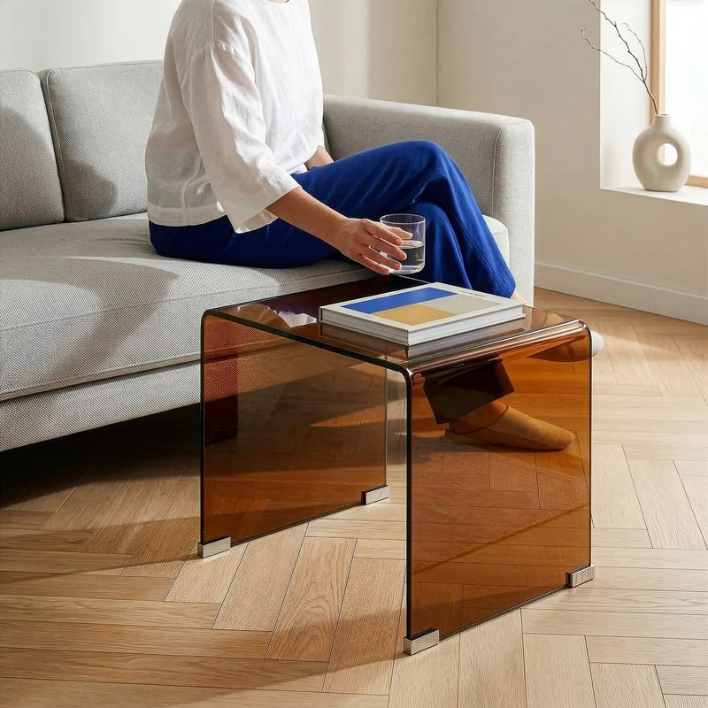 Mesa auxiliar Varlofrek cuadrada vidrio templado 50x50x50 cm [en.casa]