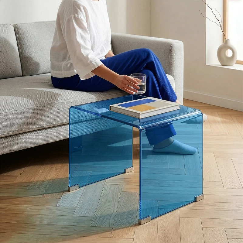 Mesa auxiliar Varlofrek cuadrada vidrio templado 50x50x50 cm [en.casa]