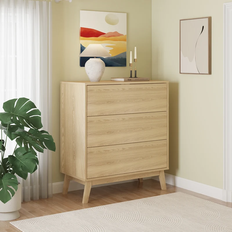 Cajonera Aastmabospoo con 3 cajones MDF 90x80x40cm - [en.casa]