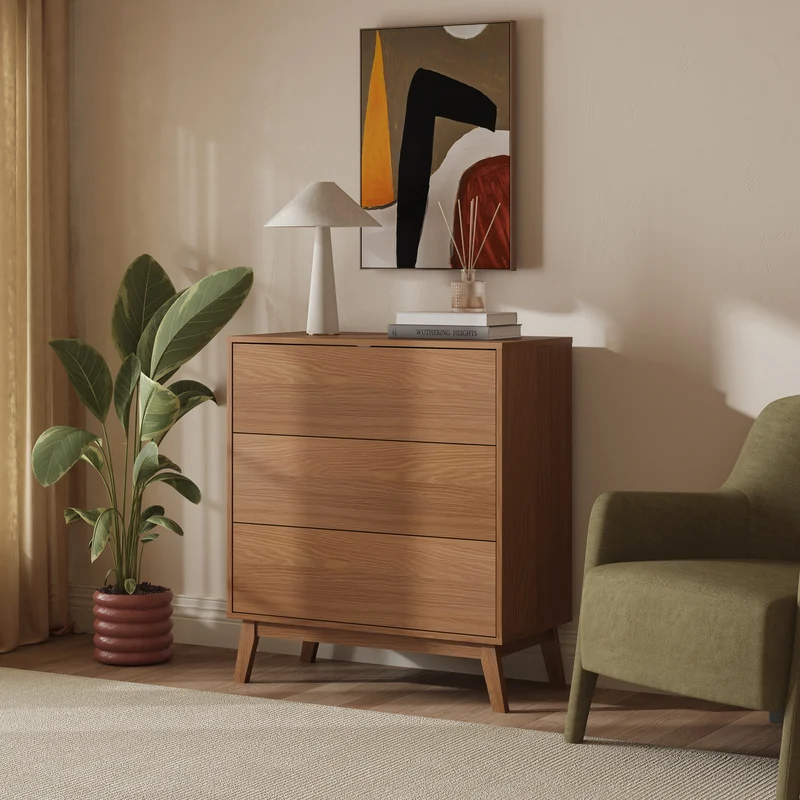 Cajonera Aastmabospoo con 3 cajones MDF 90x80x40cm - [en.casa]