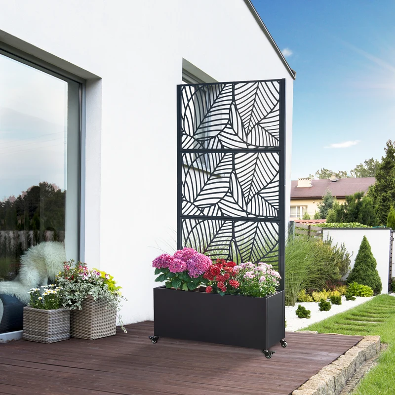 Tabique Surnskoki con jardinera acero 190x82x38cm - [casa.pro]
