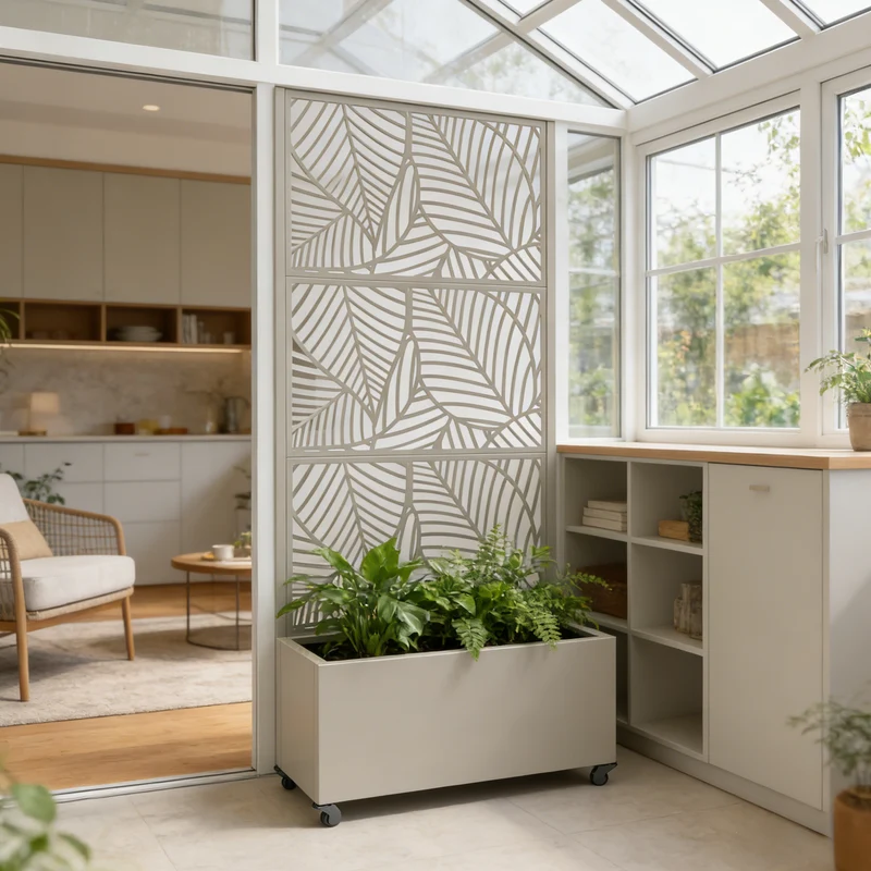Tabique Surnskoki con jardinera acero 190x82x38cm - [casa.pro]