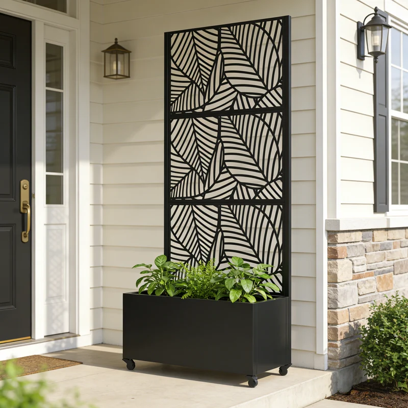 Tabique Surnskoki con jardinera acero 190x82x38cm - [casa.pro]