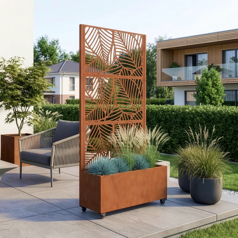 Tabique Surnskoki con jardinera acero 190x82x38cm - [casa.pro]
