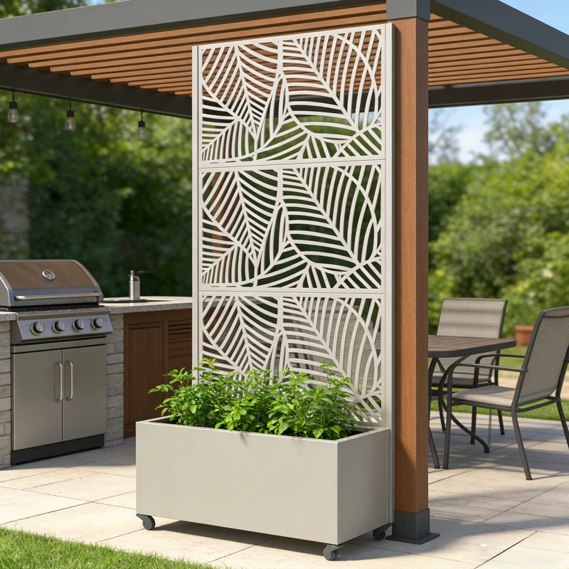 Tabique Surnskoki con jardinera acero 190x82x38cm - [casa.pro]