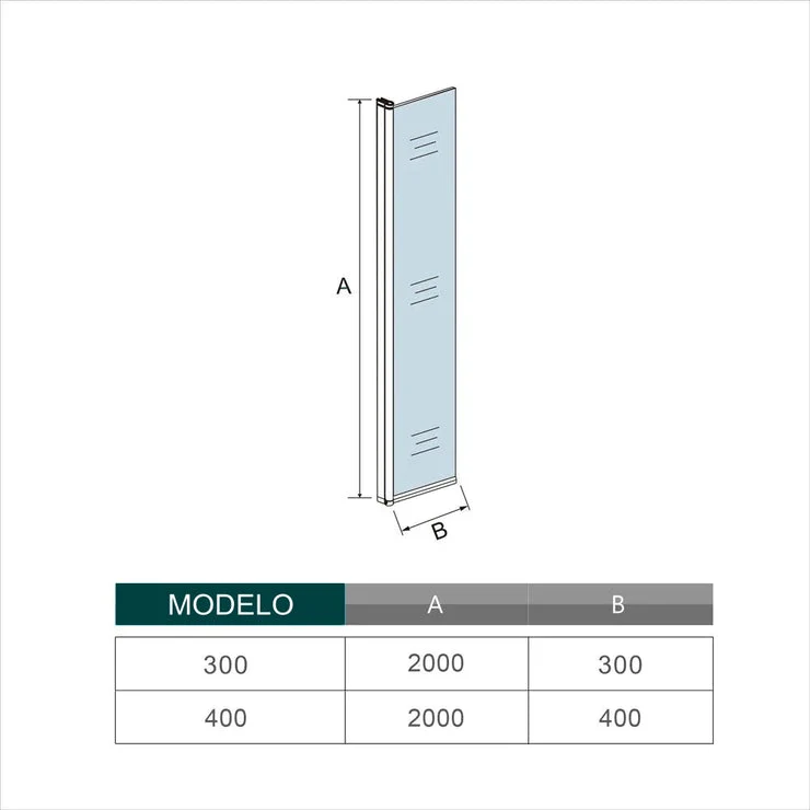 Walkin Mampara Panel de ducha Lateral giratorio Vidrio 8mm Antical con Perfil Cromado Brillante