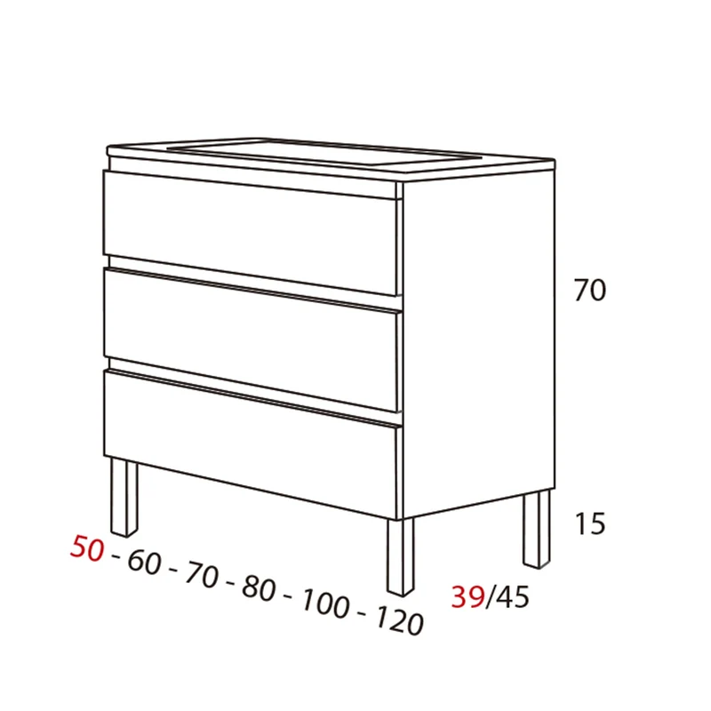 Mueble de baño con patas modelo Viena