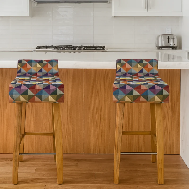 Set x 2 Silla Bar Madera 85x32x44.5cm Tapizada Colors