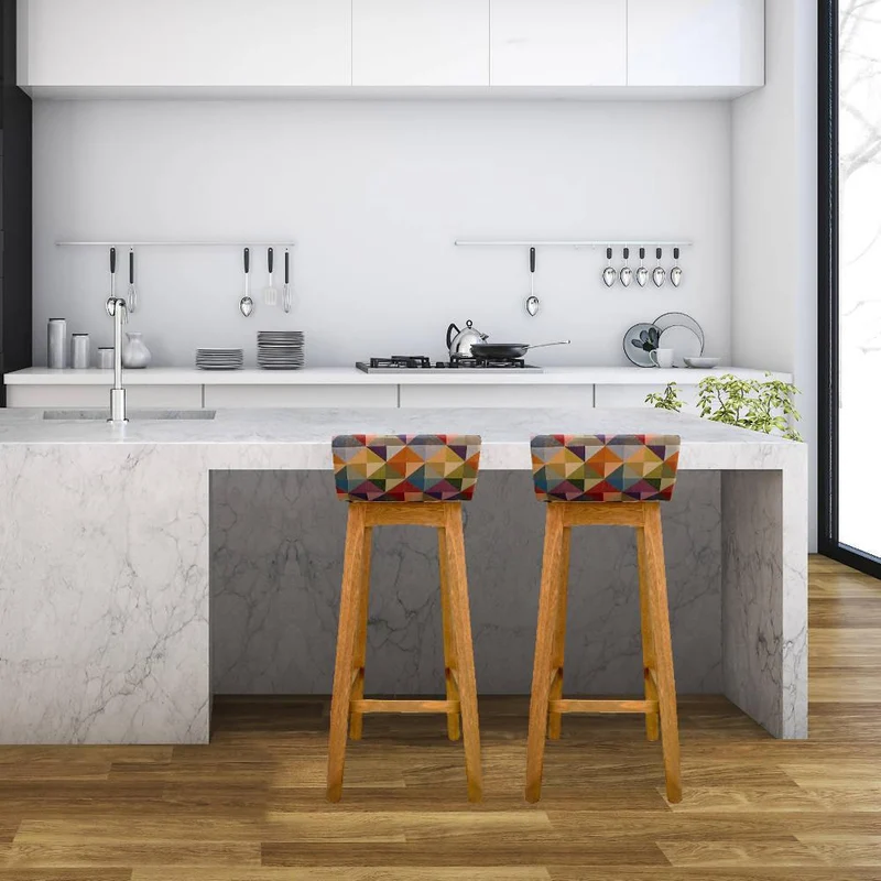 Set x 2 Silla Bar Madera 85x32x44.5cm Tapizada Colors