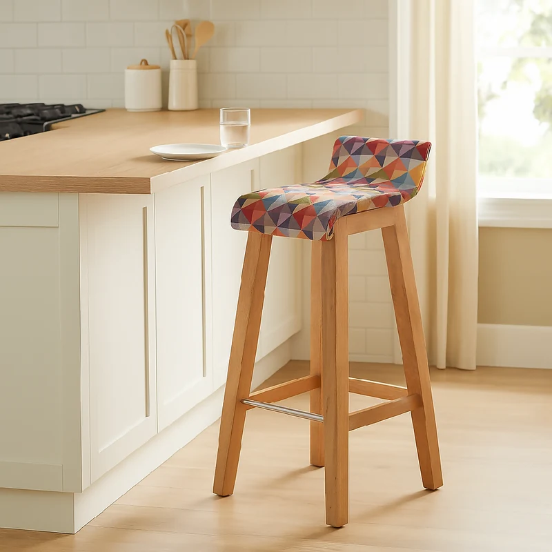 Set x 2 Silla Bar Madera 85x32x44.5cm Tapizada Colors