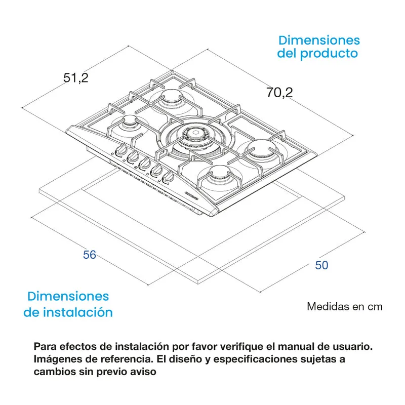 Estufa de Empotrar Serie Alpha Challenger, Plateado