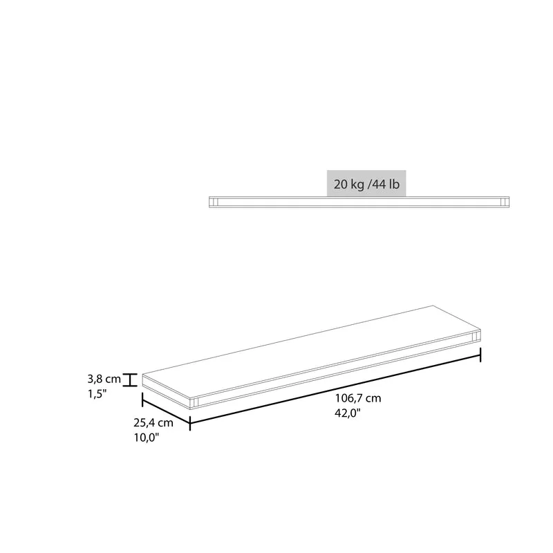 Repisa Flotante Brisa X2, Wengue, con Espacio para Ubicar Objetos ZF