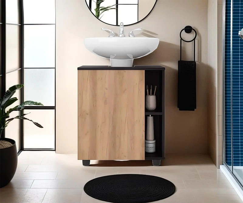 Mueble para Lavamanos Pascuale, Wengue y Fresno Europeo, No Incluye Lavamanos ZF
