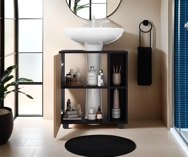 Mueble para Lavamanos Pascuale, Wengue y Fresno Europeo, No Incluye Lavamanos ZF
