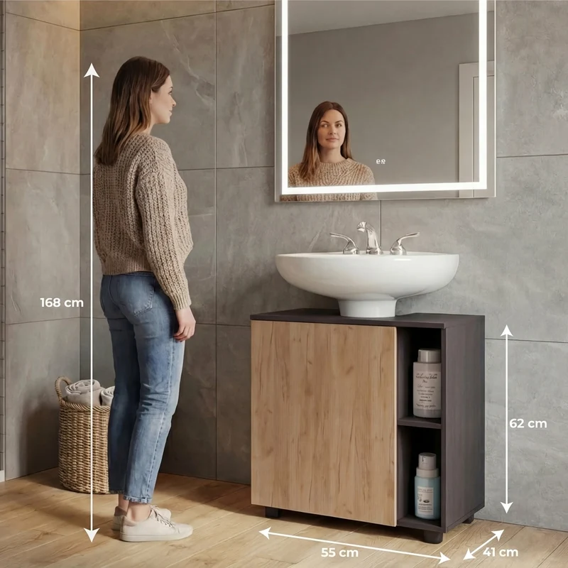 Mueble para Lavamanos Pascuale, Wengue y Fresno Europeo, No Incluye Lavamanos ZF