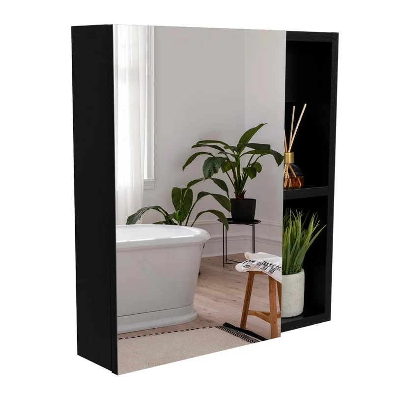 Gabinete de Baño Labell, Wengue, con Puerta Espejo y Entrepaños ZF