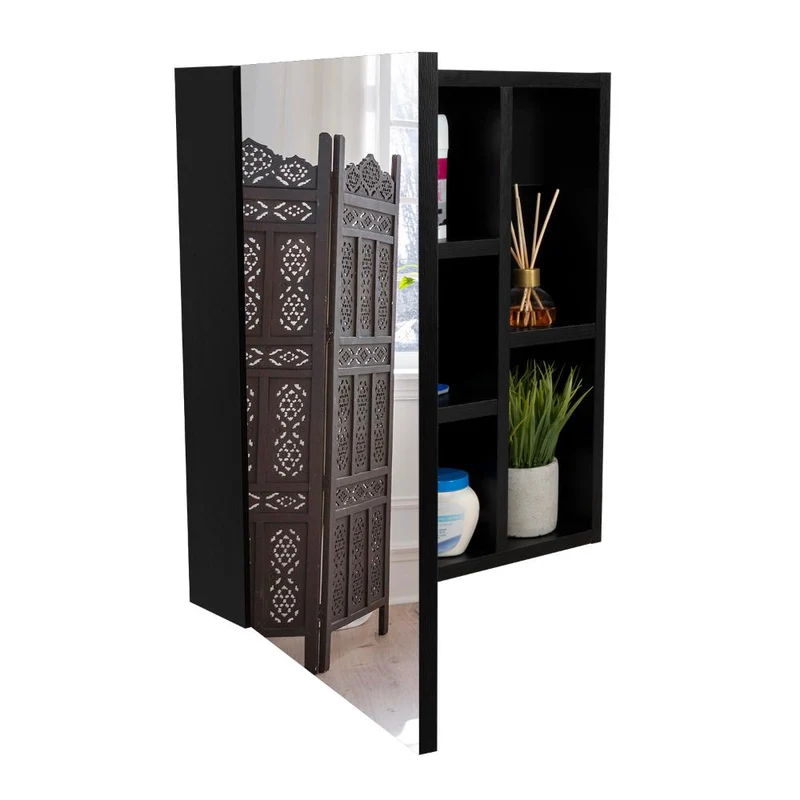 Gabinete de Baño Labell, Wengue, con Puerta Espejo y Entrepaños ZF