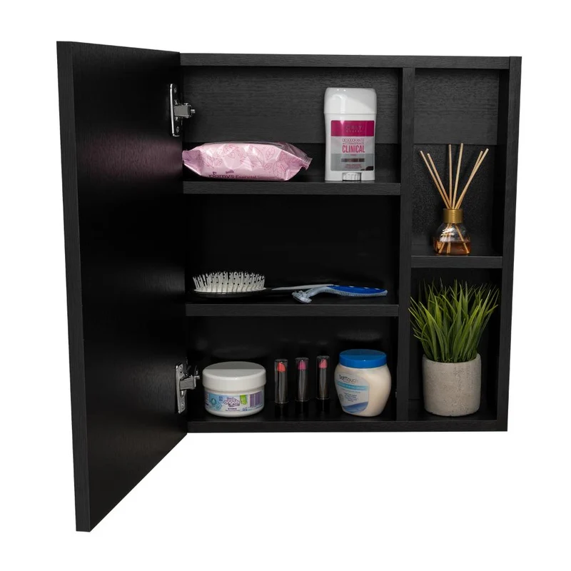 Gabinete de Baño Labell, Wengue, con Puerta Espejo y Entrepaños ZF