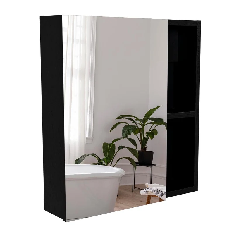 Gabinete de Baño Labell, Wengue, con Puerta Espejo y Entrepaños ZF