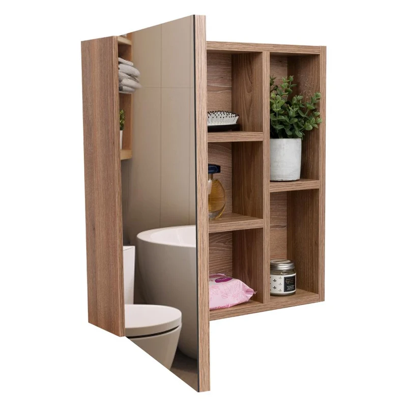Gabinete de Baño Labell, Miel, con Puerta Espejo y Entrepaños ZF