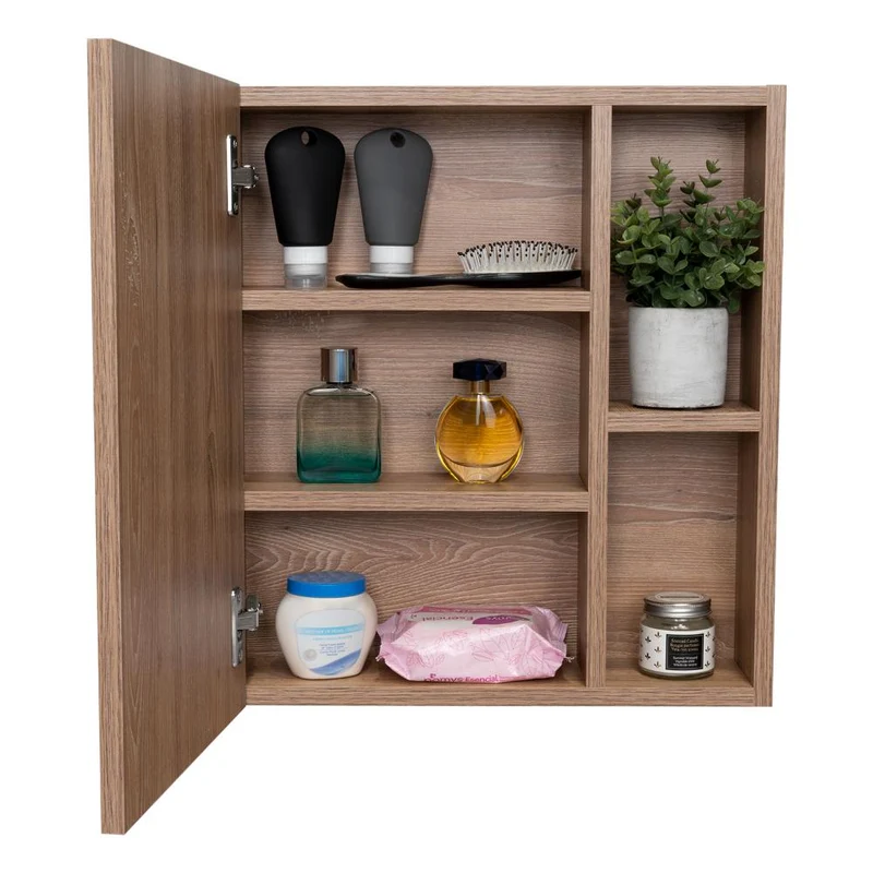 Gabinete de Baño Labell, Miel, con Puerta Espejo y Entrepaños ZF