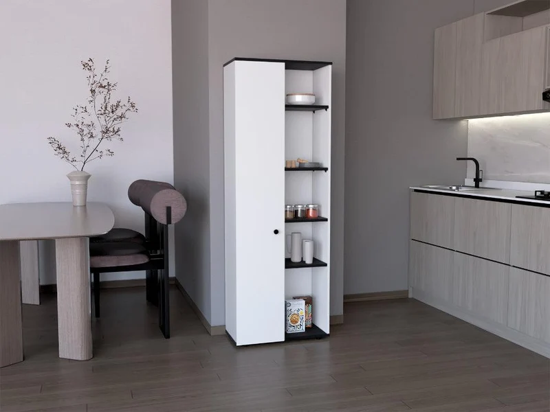 Alacena Multiusos Horbiz, Blanco y Wengue, con Espacio para Guardar Insumos ZF