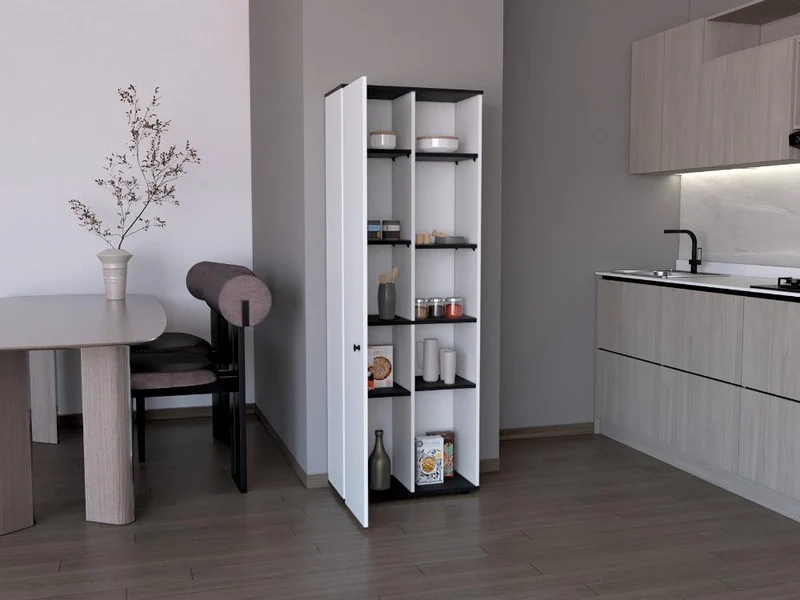 Alacena Multiusos Horbiz, Blanco y Wengue, con Espacio para Guardar Insumos ZF