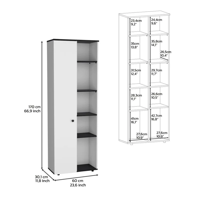 Alacena Multiusos Horbiz, Blanco y Wengue, con Espacio para Guardar Insumos ZF