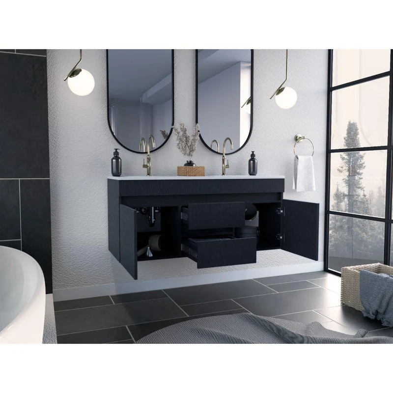 Mueble para Lavamanos Aydin 120, Wengue, con un Cajón y Amplio Espacio de Almacenamiento ZF