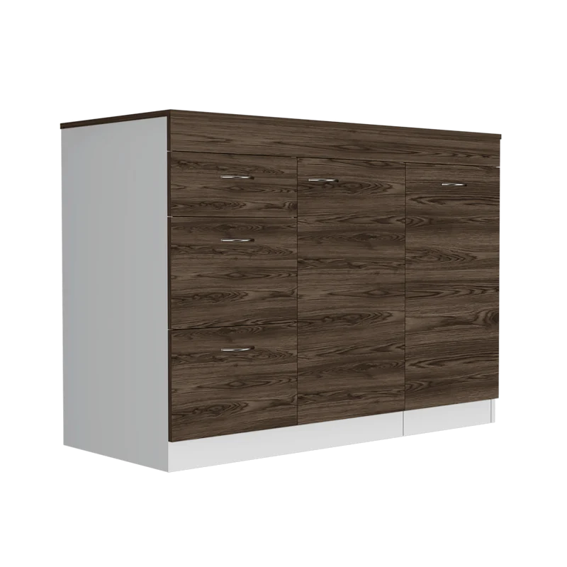 Gabinete Inferior de Cocina Amatista, Blanco y Chocolate, con Amplia Capacidad de Almacenamiento, No Incluye Mesón ZF