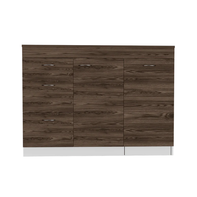 Gabinete Inferior de Cocina Amatista, Blanco y Chocolate, con Amplia Capacidad de Almacenamiento, No Incluye Mesón ZF
