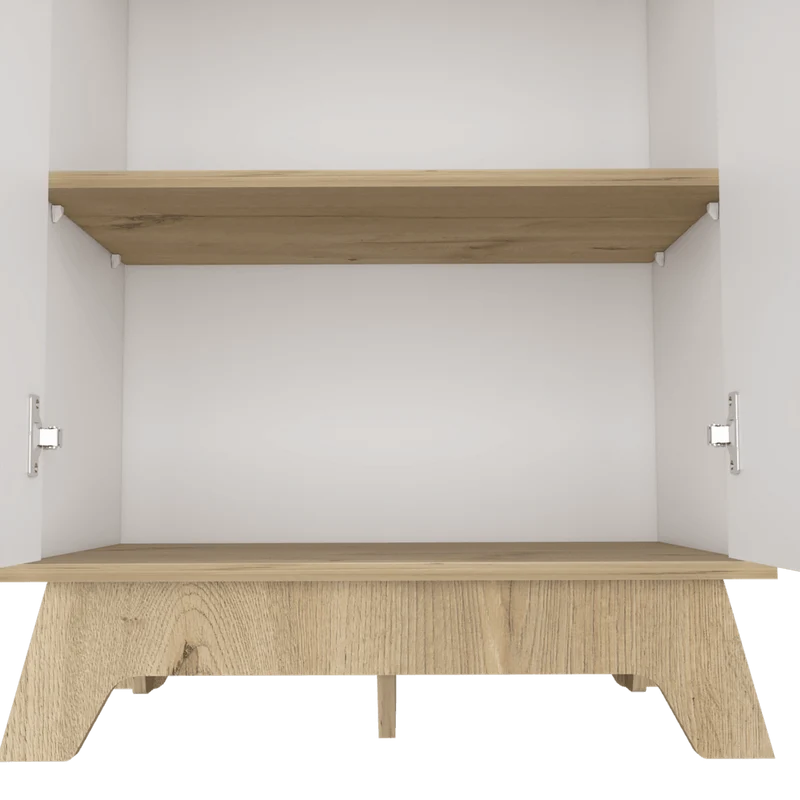 Mueble Auxiliar Lirio, Blanco Duqueza y Café Claro, con Espacio para Microondas ZF