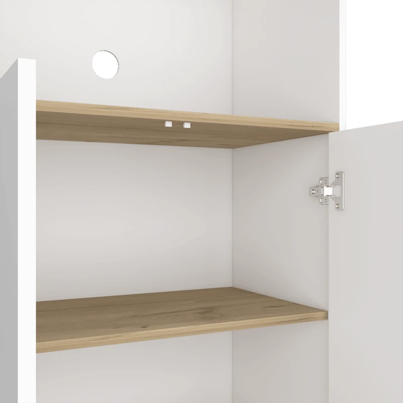 Mueble Auxiliar Lirio, Blanco Duqueza y Café Claro, con Espacio para Microondas ZF