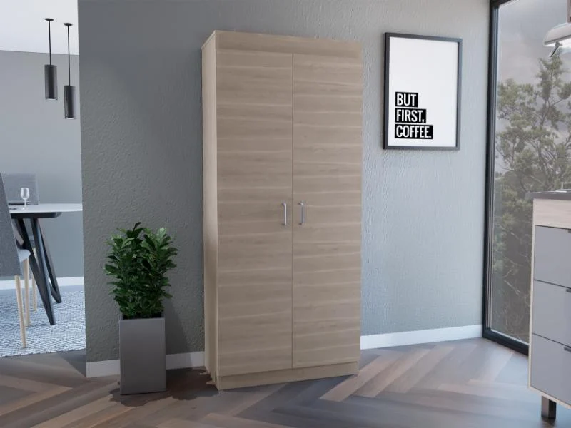 Alacena Multiusos Varese, Bardolino y Blanco Vainilla, Posee un Estante Adicional en la Puerta y Cuatro Entrepaños