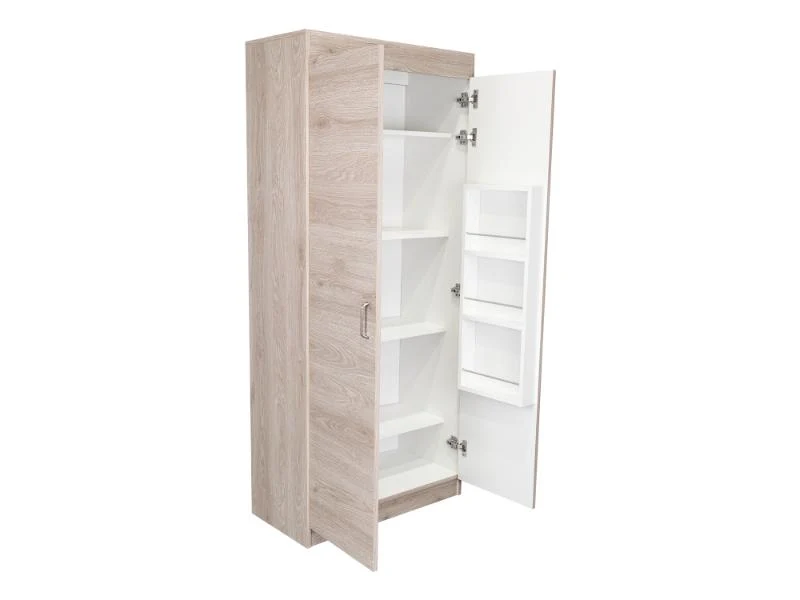 Alacena Multiusos Varese, Bardolino y Blanco Vainilla, Posee un Estante Adicional en la Puerta y Cuatro Entrepaños