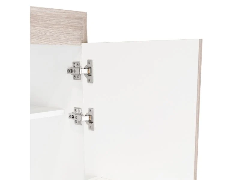 Alacena Multiusos Varese, Bardolino y Blanco Vainilla, Posee un Estante Adicional en la Puerta y Cuatro Entrepaños